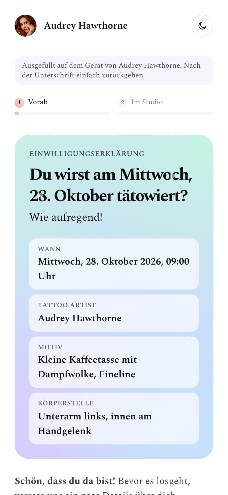 Digitale Einwilligungserklärung auf dem Handy